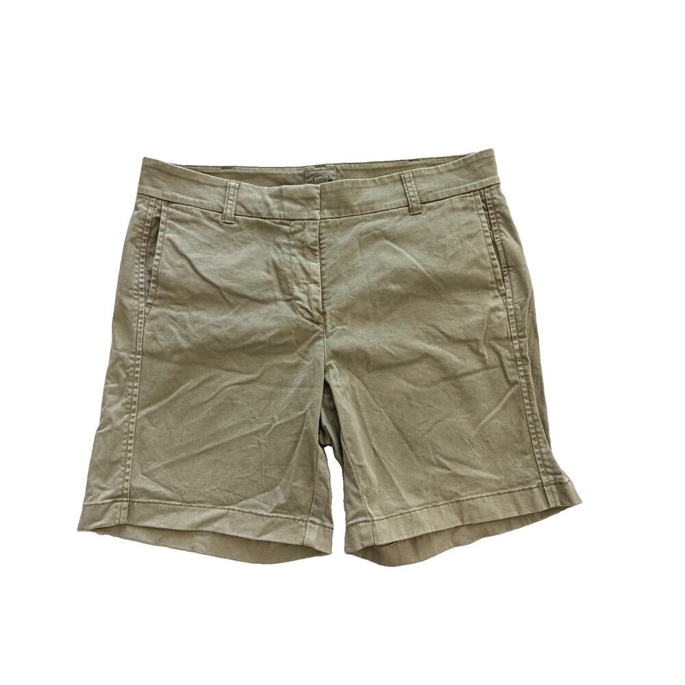 J.Crew Classic Stretch Chino Shorts Size 8 Womens Army Green